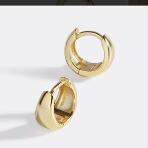 Delicate Mint & Lily Gold Hoop Huggie Earrings